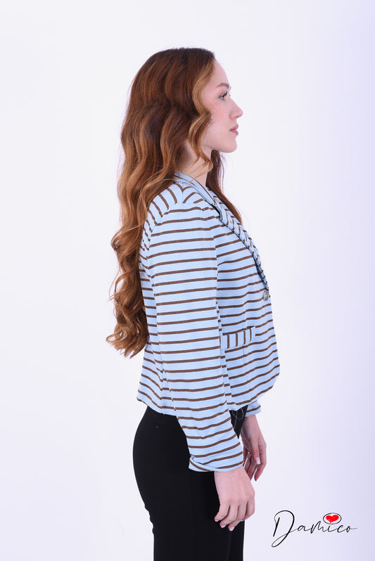 Blazer misto cotone a righe