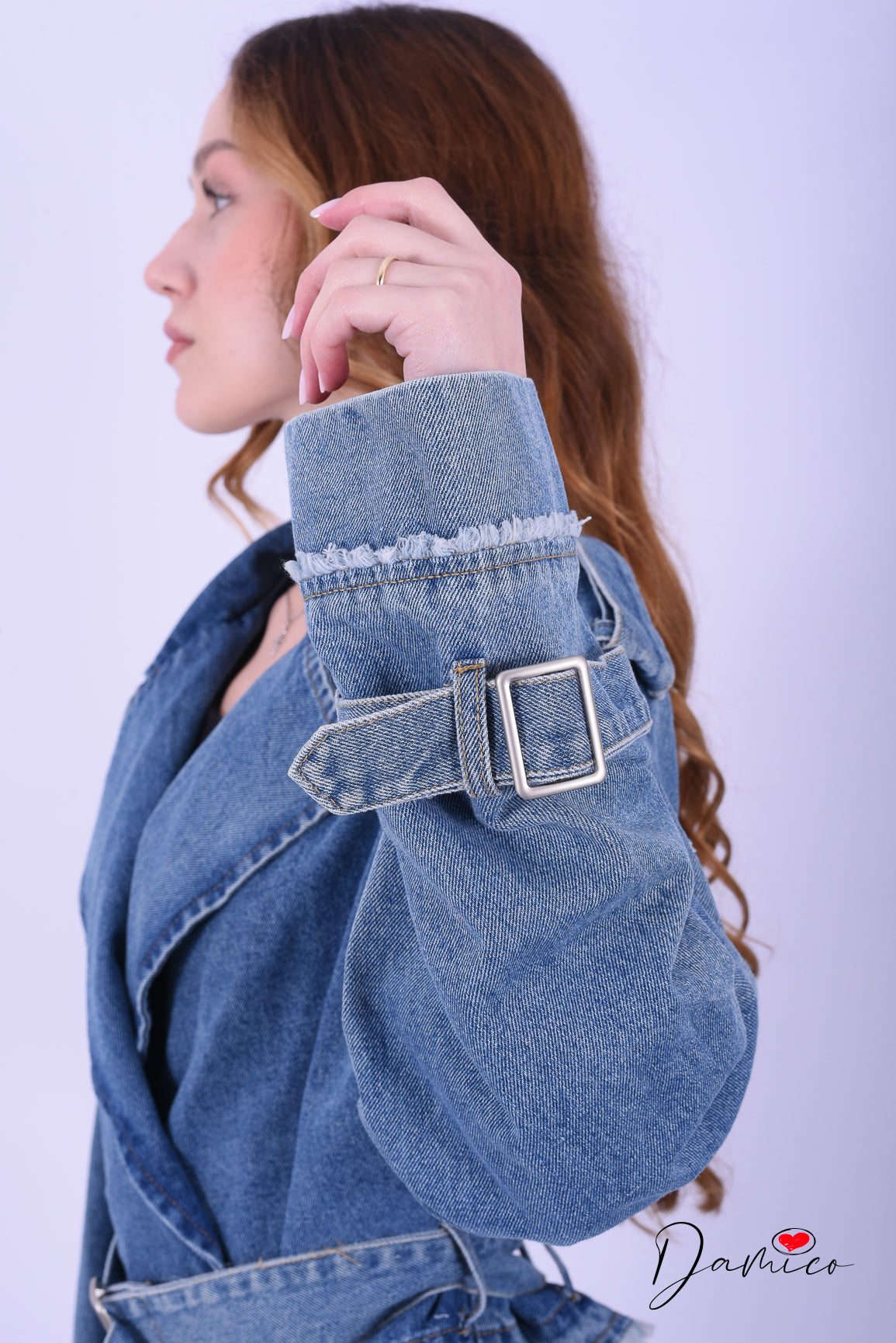 Giacca jeans over simil trench corto