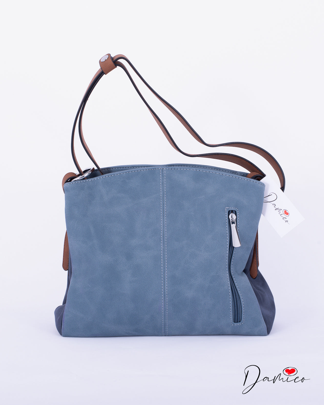 Borsa a tracolla cerniera verticale bicolor
