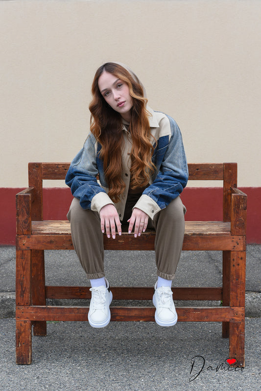 Bomber ecopelle&denim shades