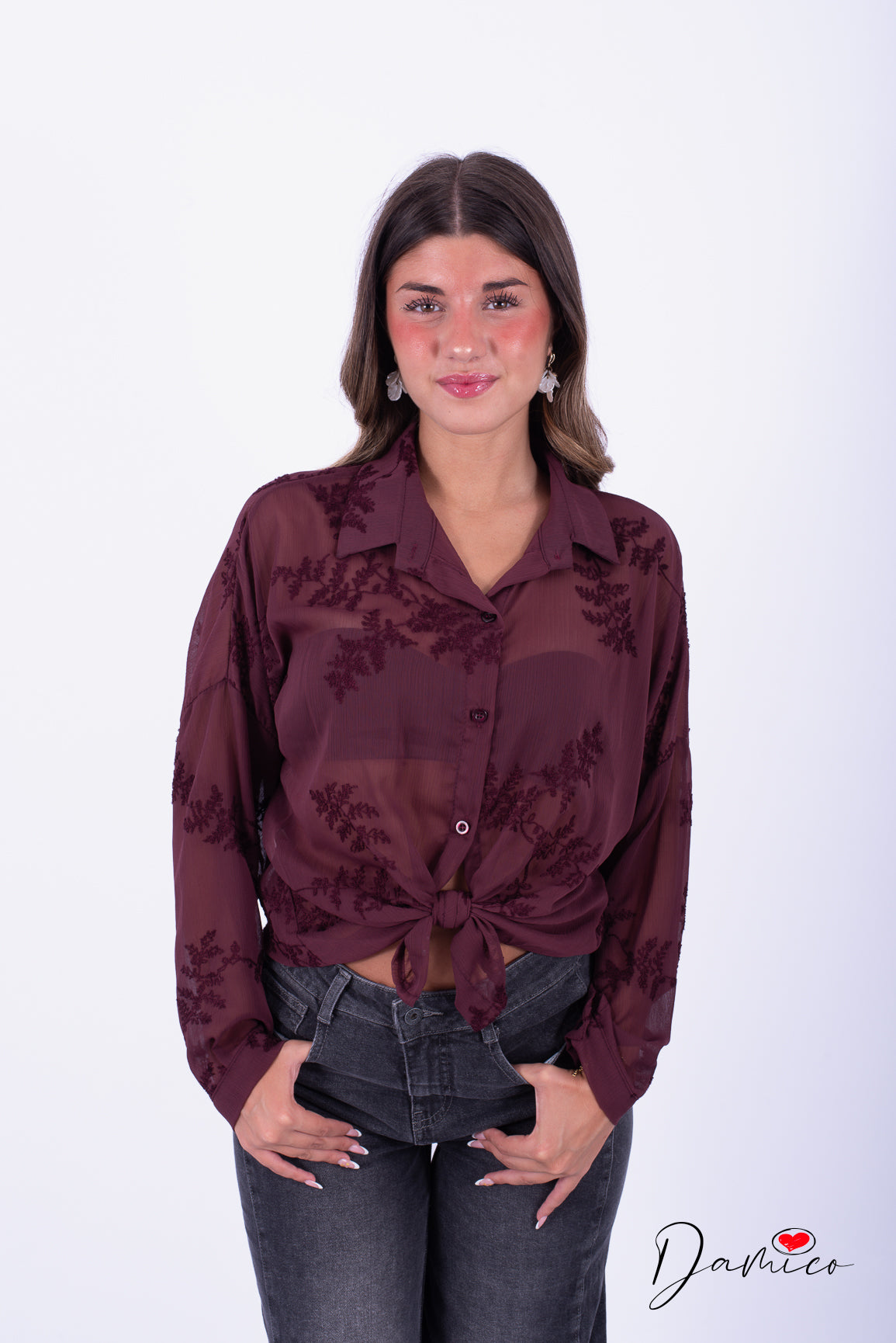 Camicia voile con ricami