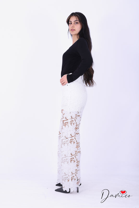 Jeans palazzo macramè