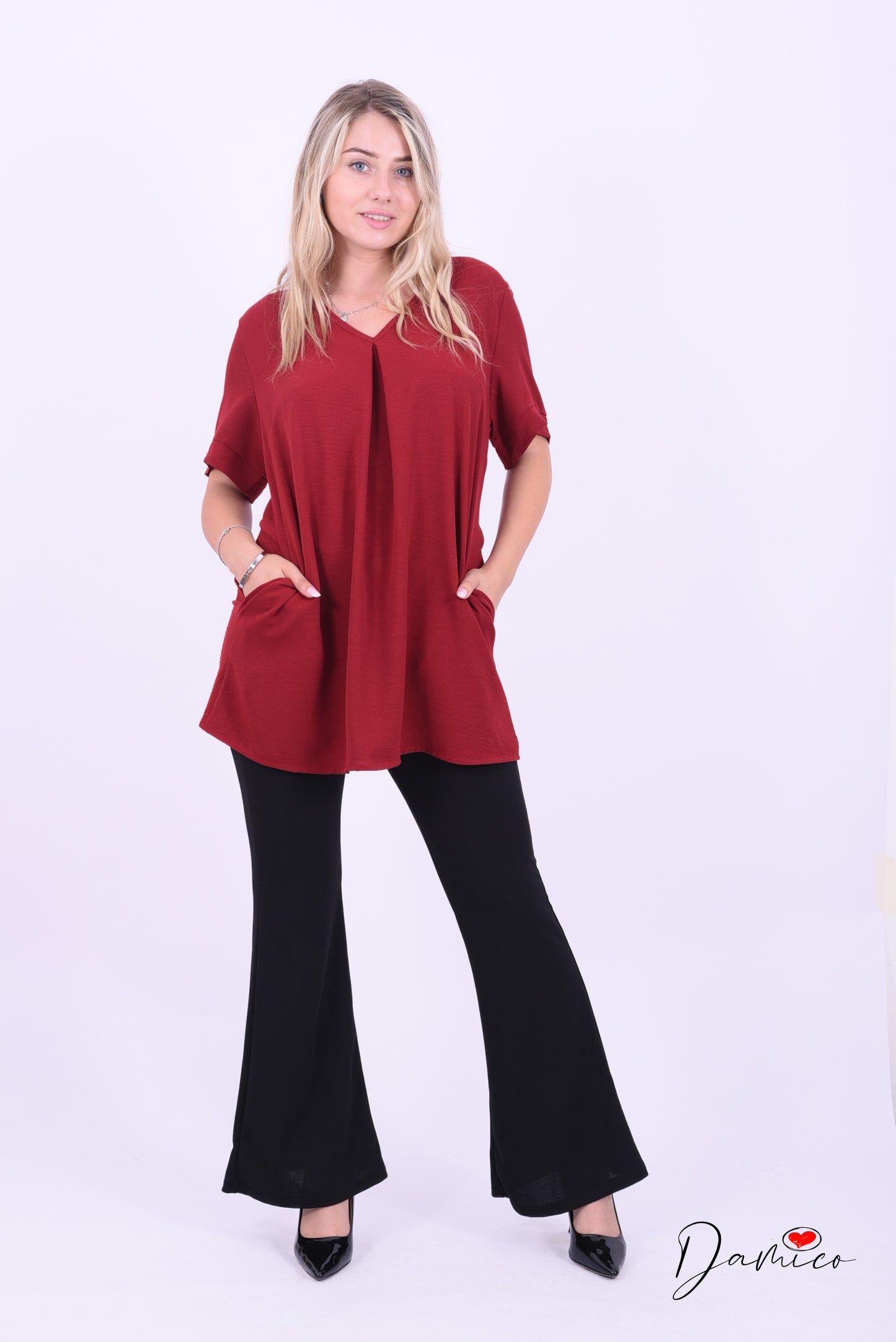 Blusa large scollo a V