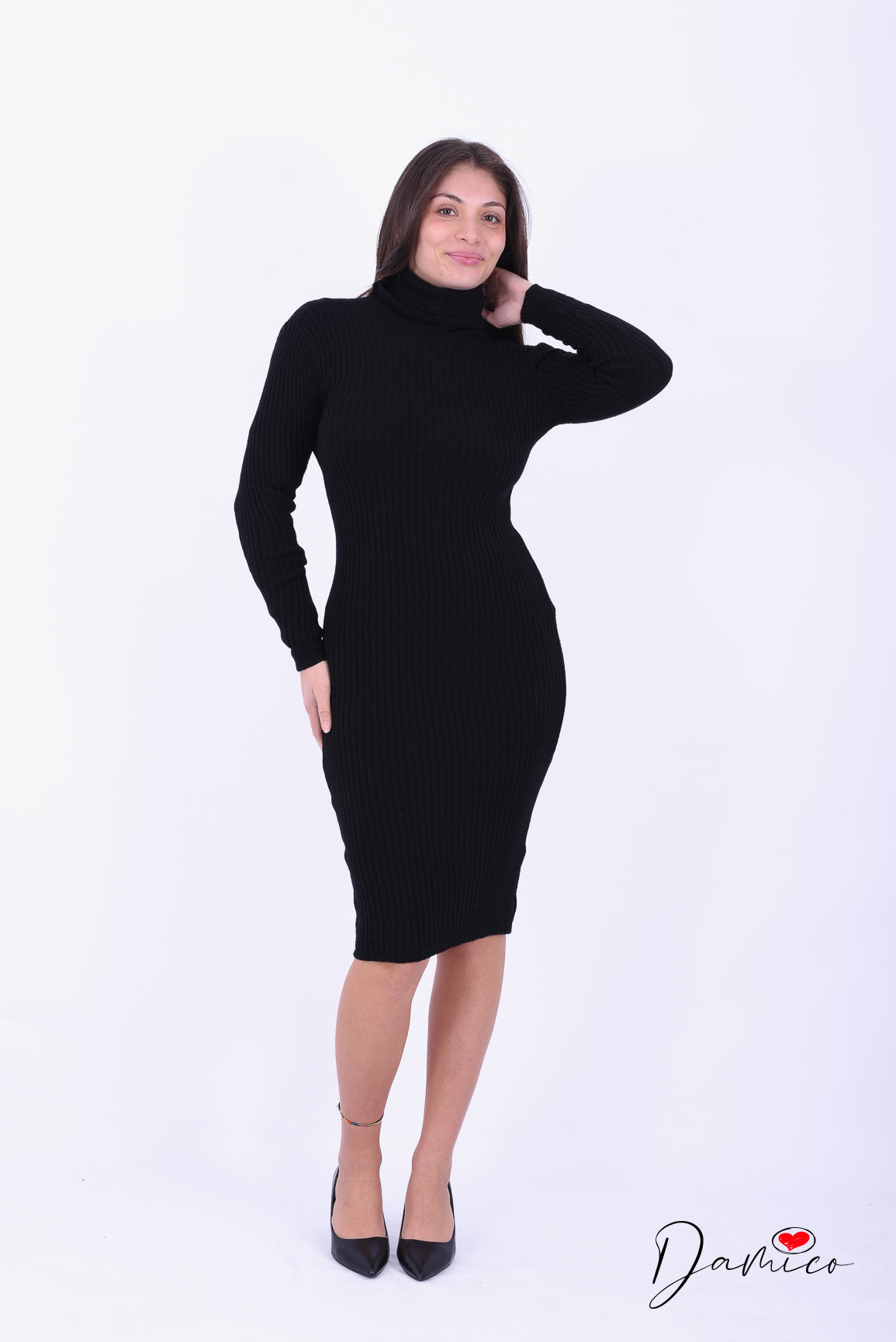 Abito dolcevita a costine