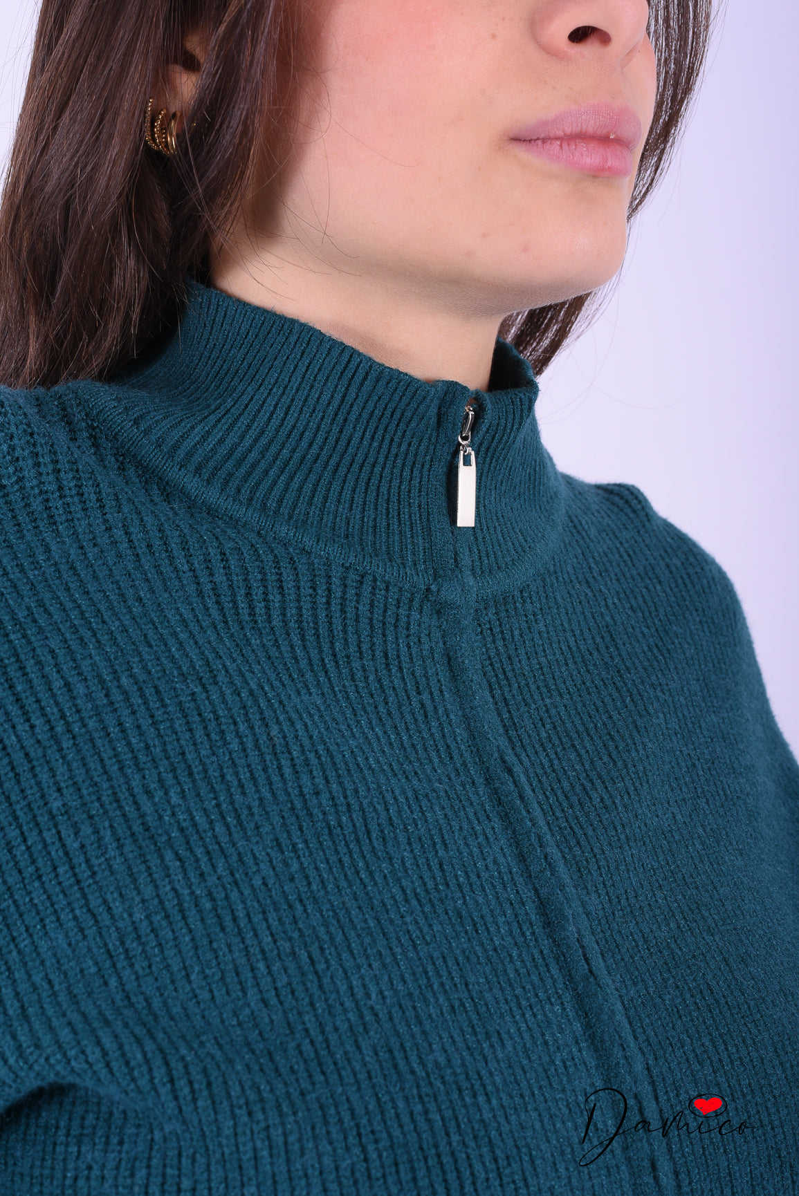 Cardigan costine zip