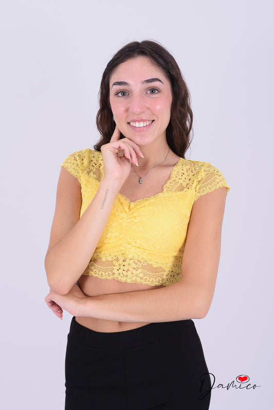 Top pizzo scollo quadro