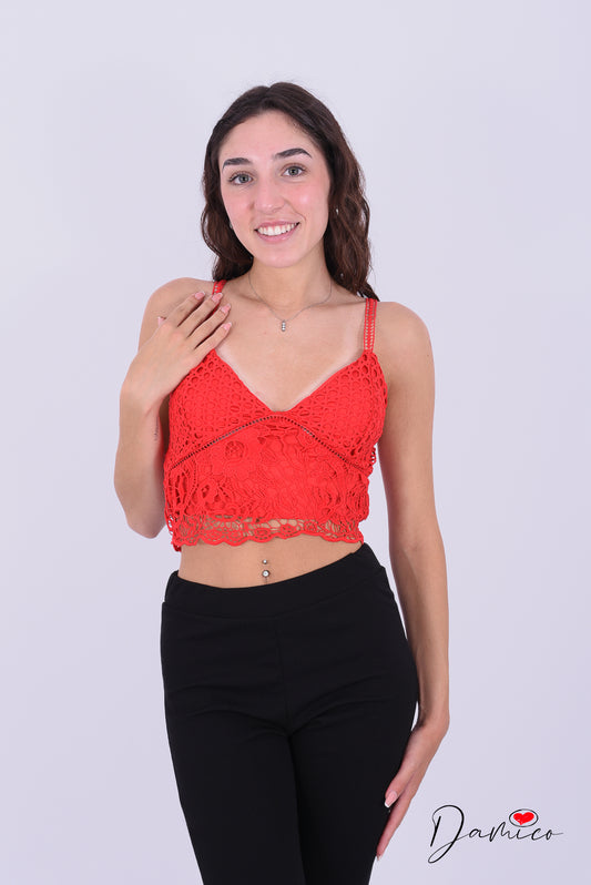 Top macramè fiori