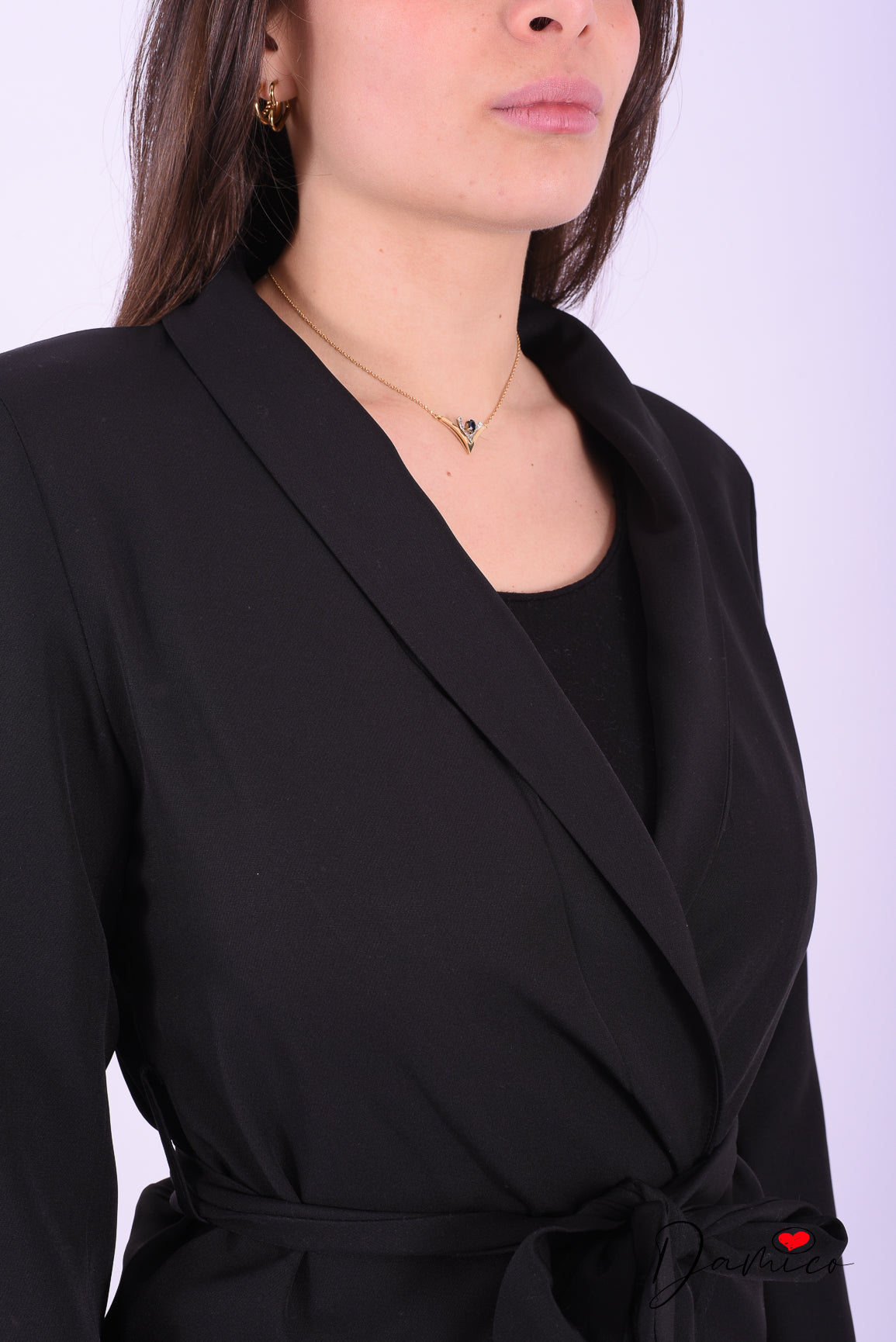 Blazer aperto con cintura