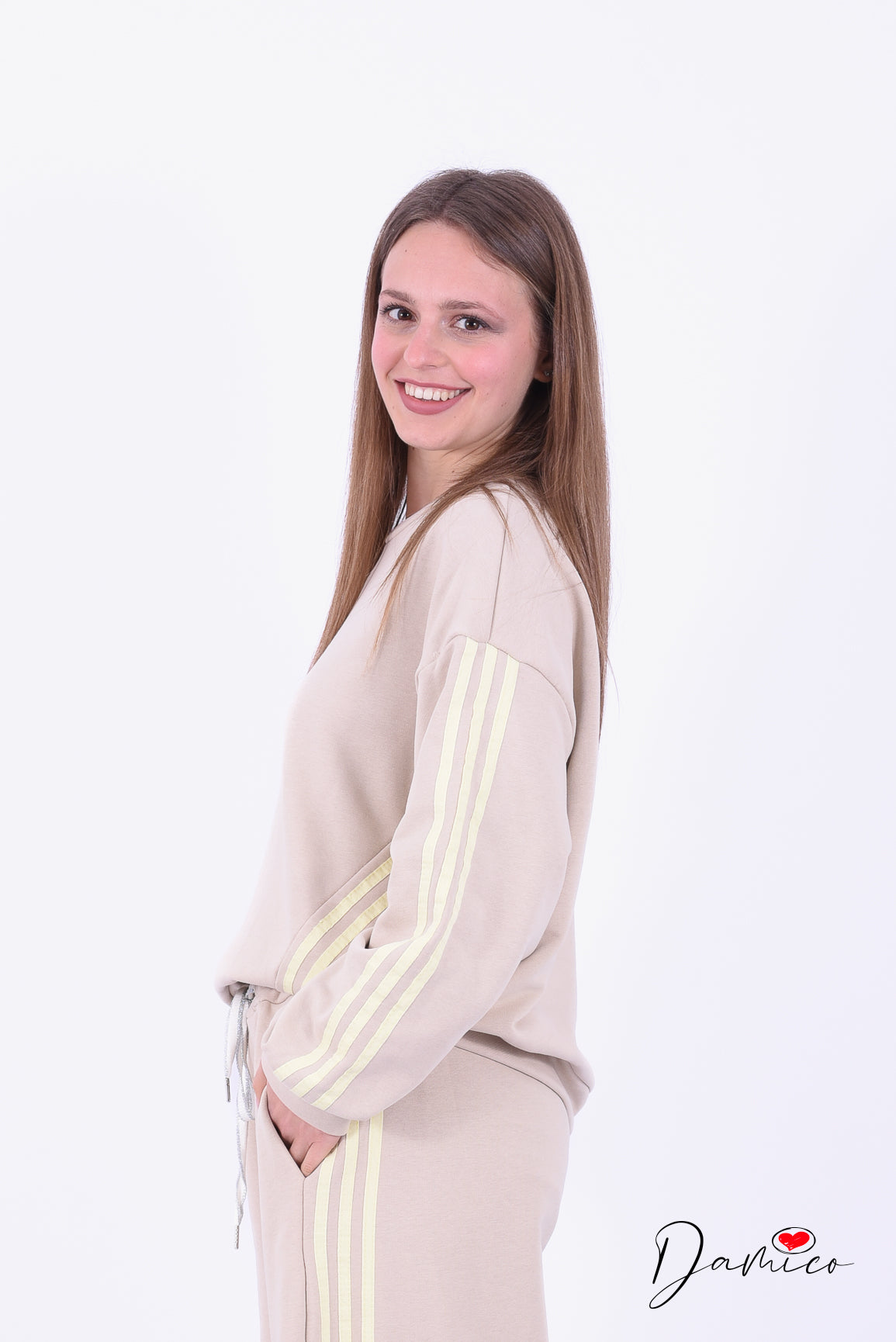 Felpa girocollo bande tuta