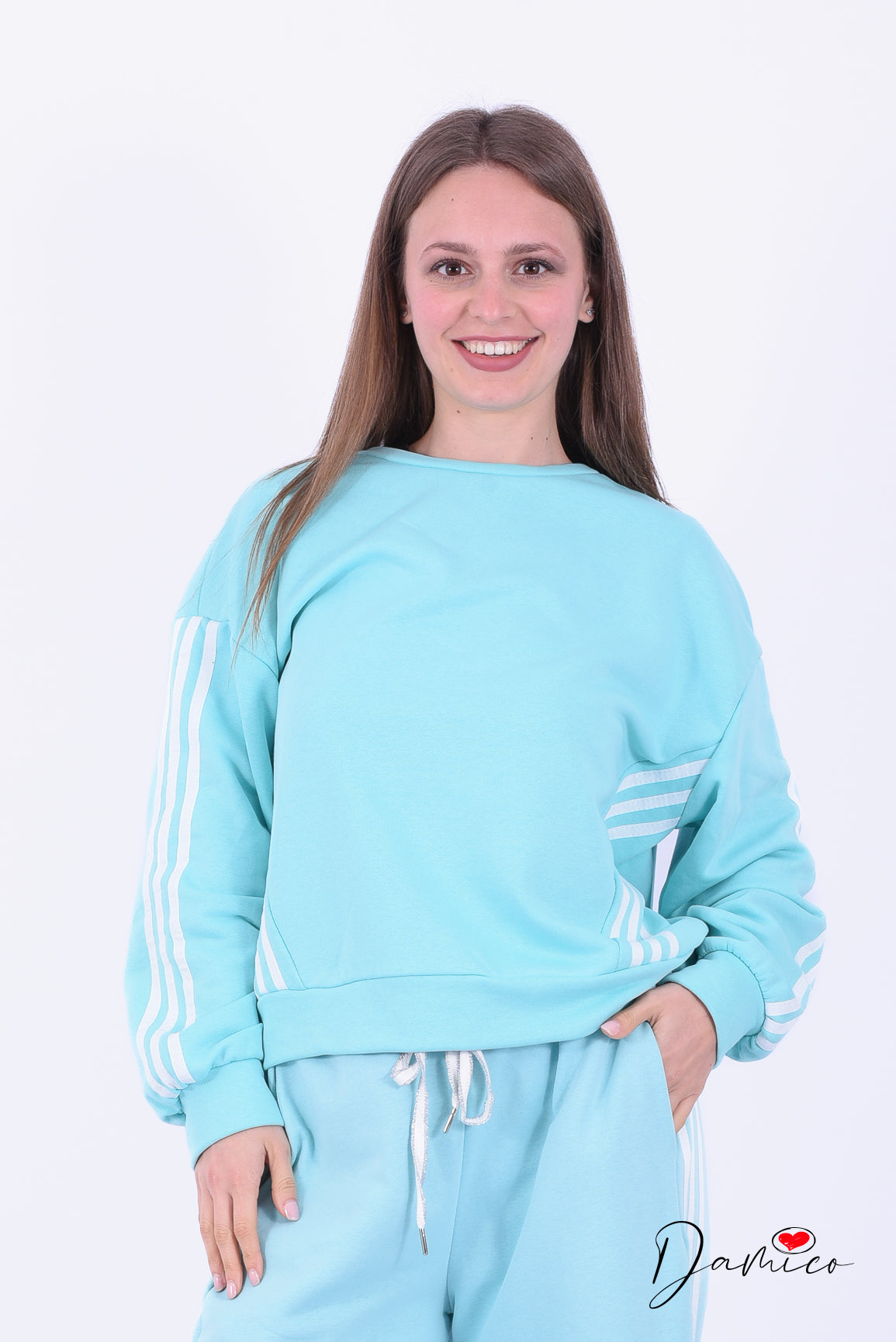 Felpa girocollo bande tuta