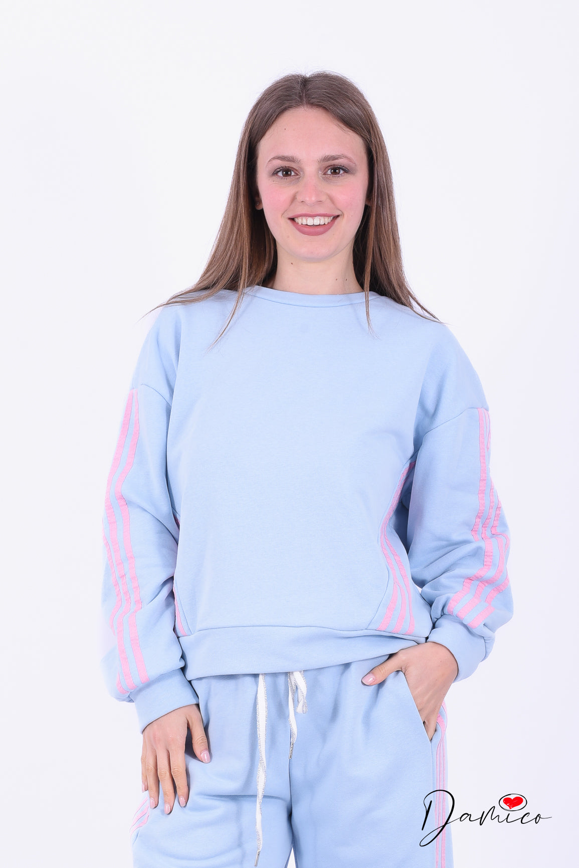 Felpa girocollo bande tuta