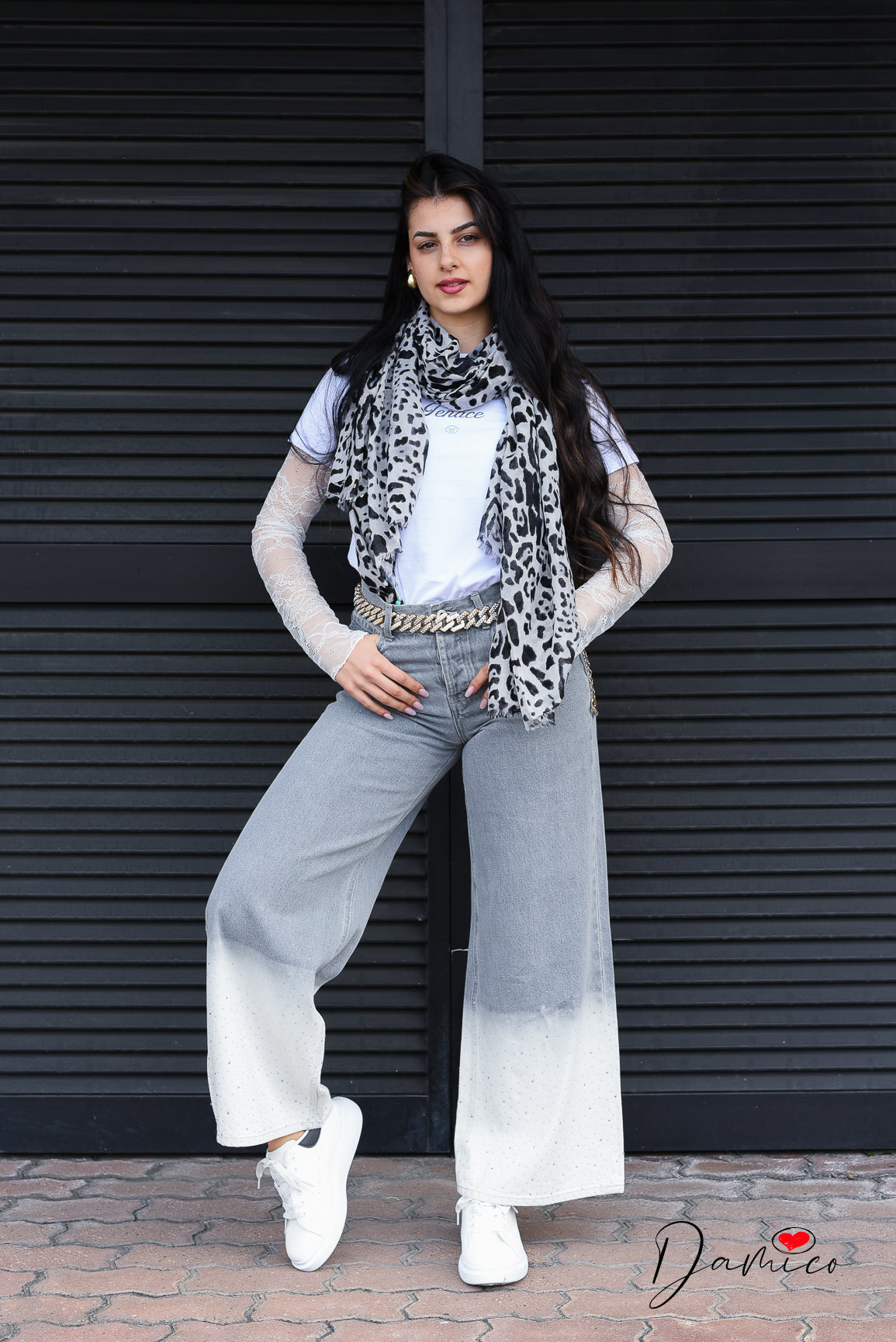 Jeans bicolor brillantini