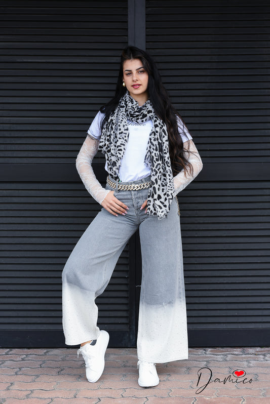 Jeans bicolor brillantini