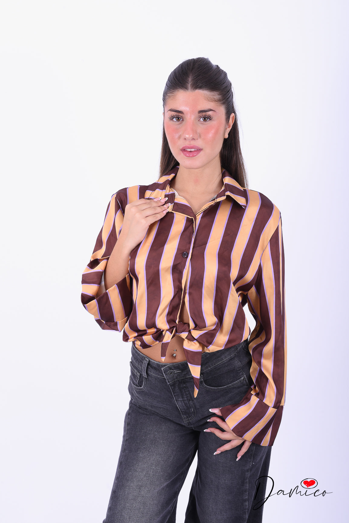 Camicia satin a 3 righe