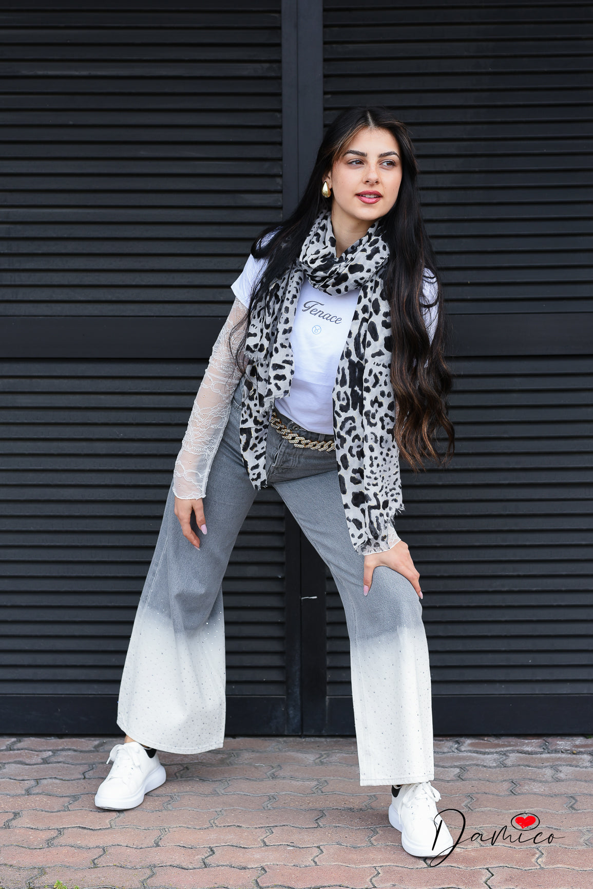 Jeans bicolor brillantini