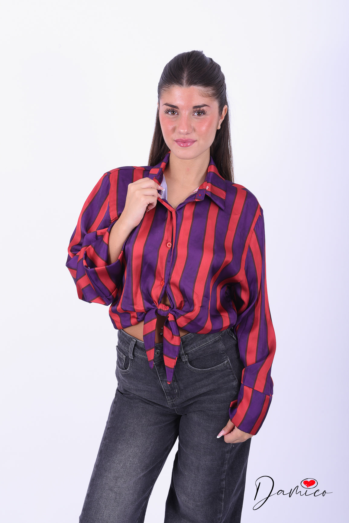 Camicia satin a 3 righe