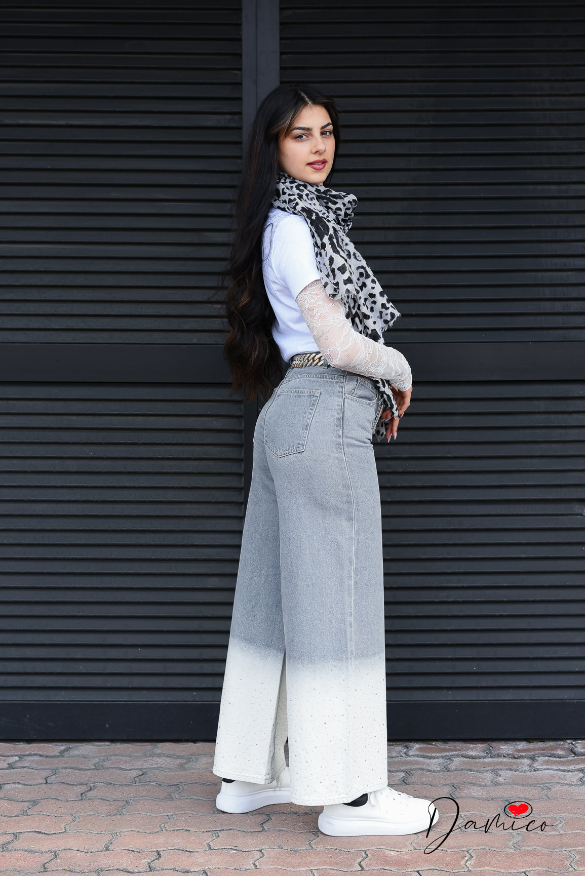 Jeans bicolor brillantini