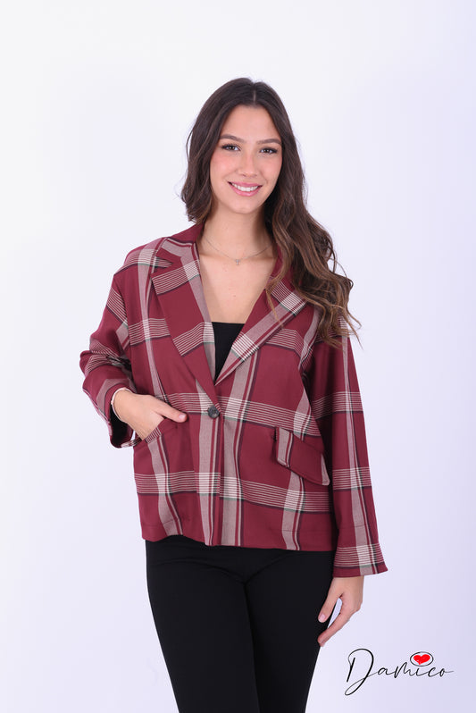 Blazer Tartan con bottone