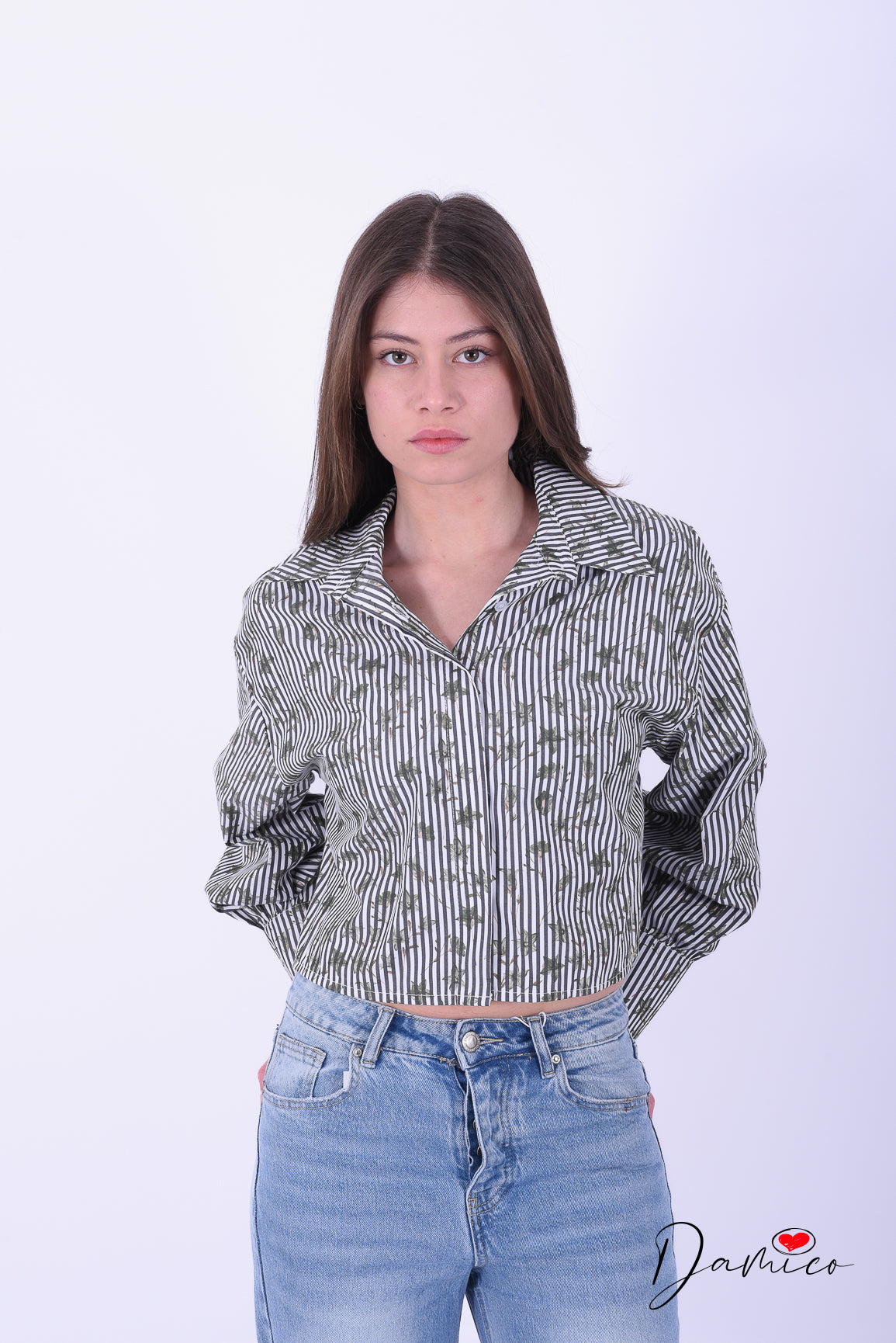 Camicia a righe multiflowers