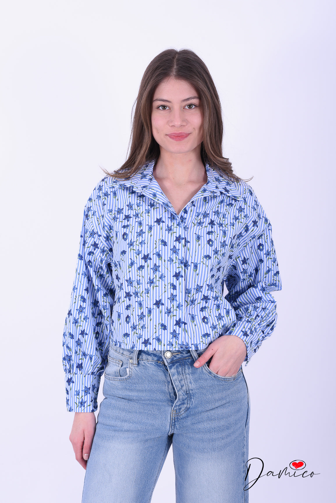 Camicia a righe multiflowers