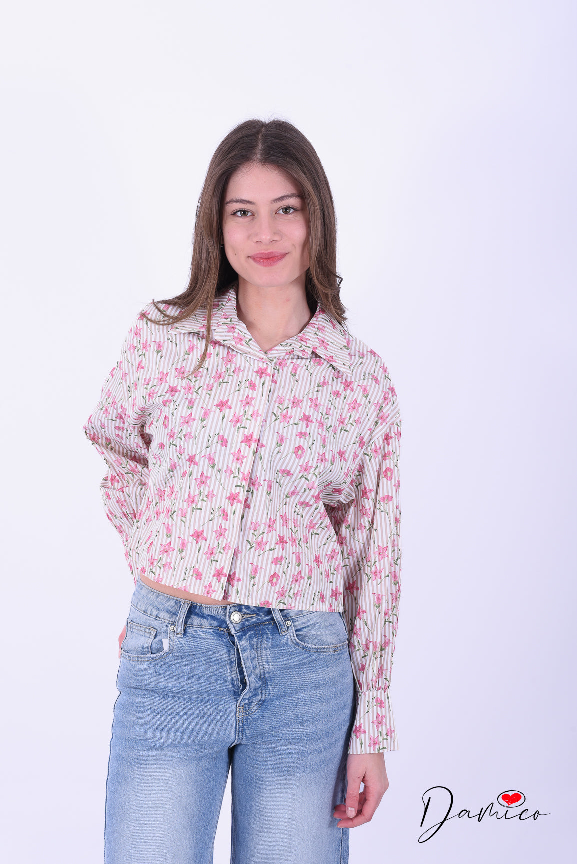 Camicia a righe multiflowers