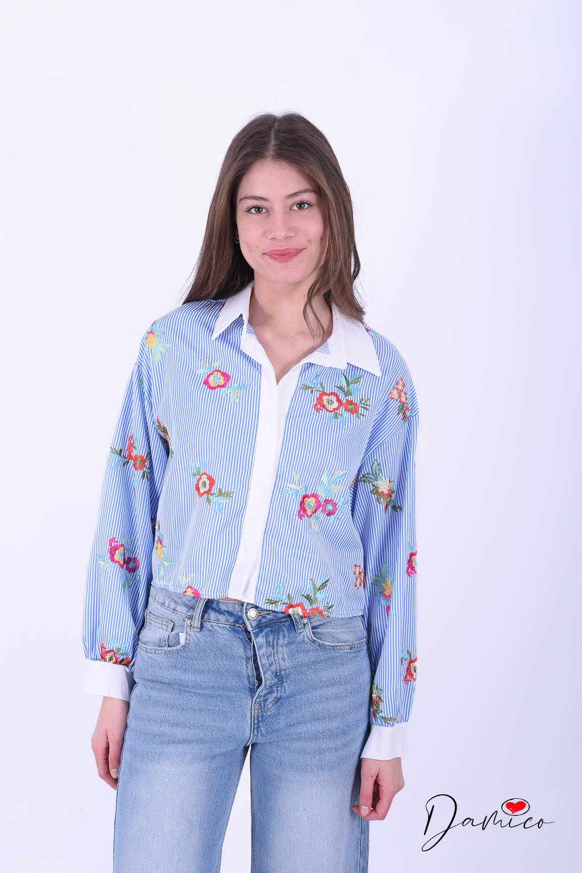 Camicia sewn flowers