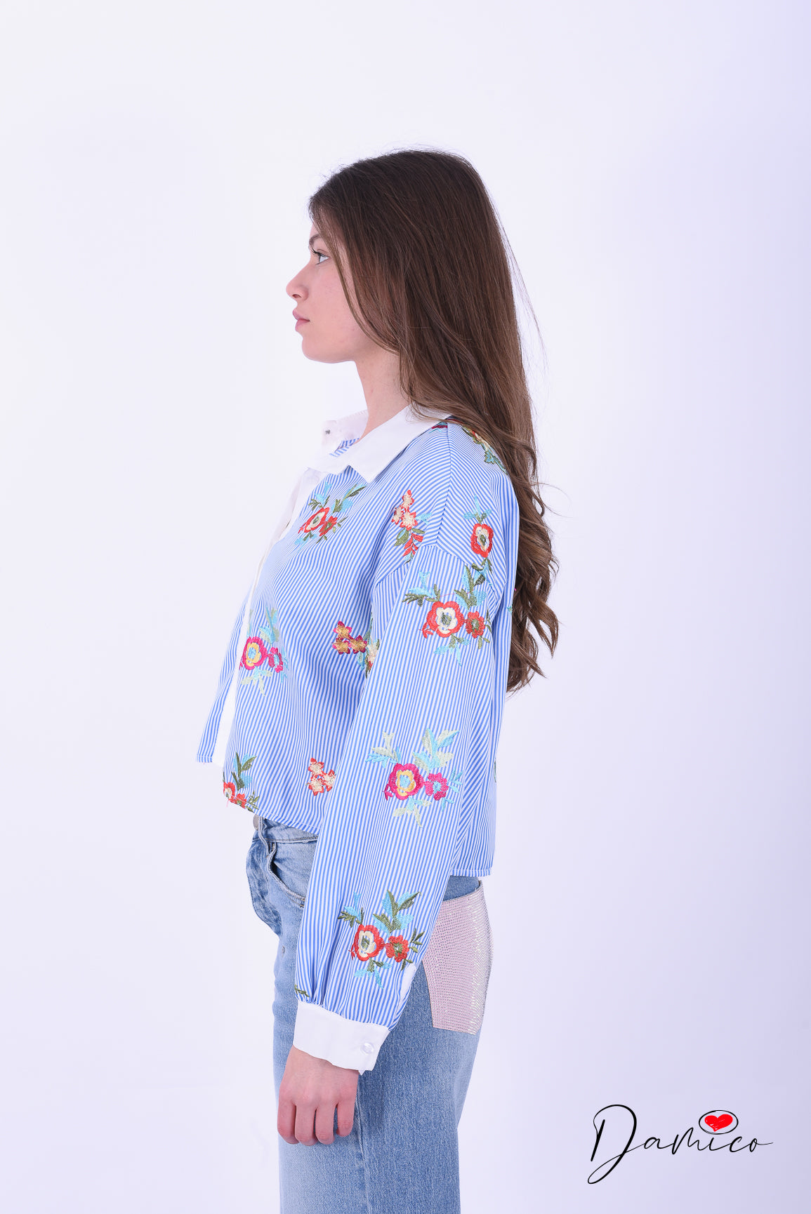 Camicia sewn flowers