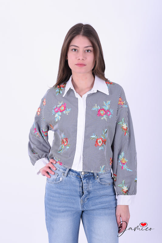 Camicia sewn flowers