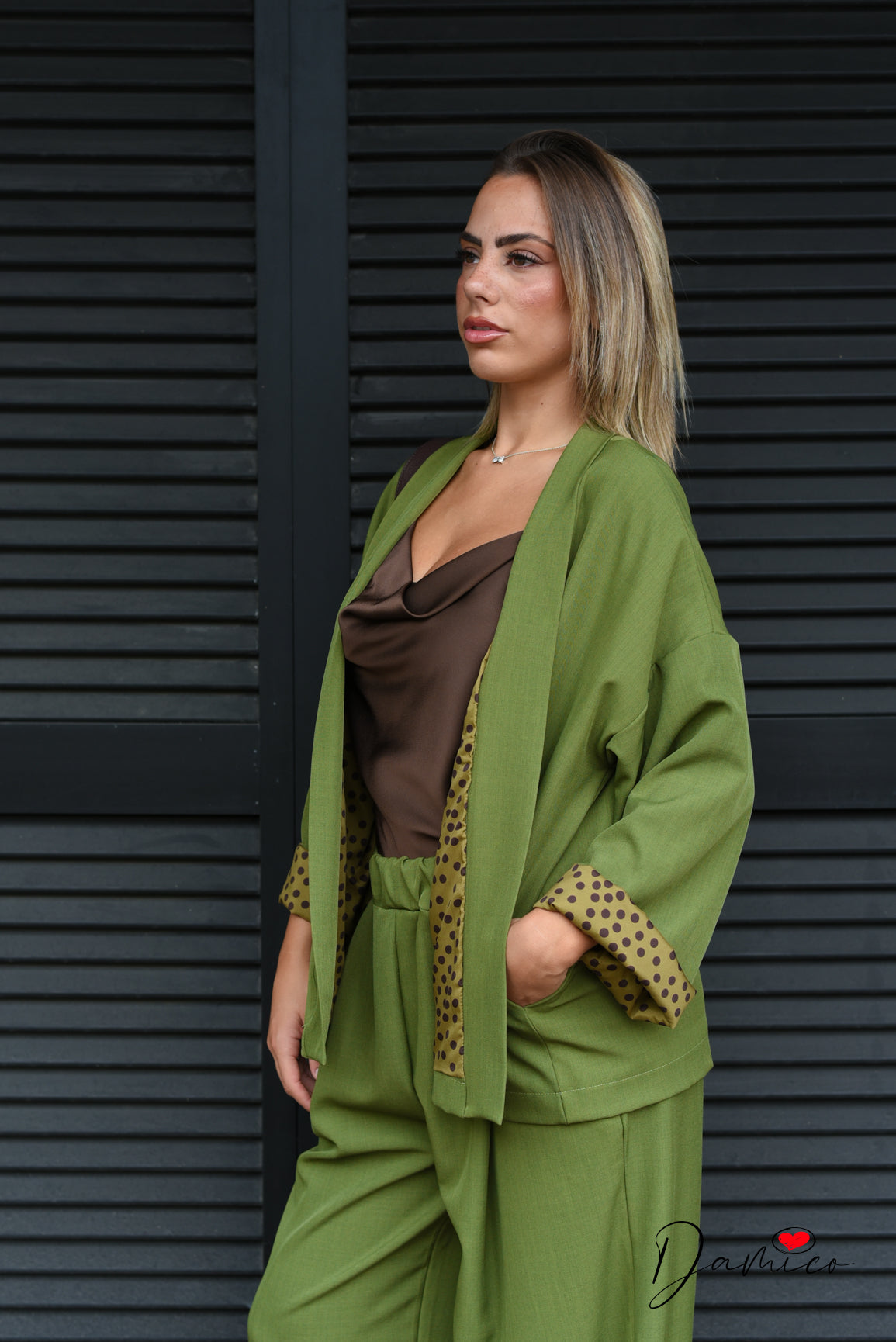 Cardigan aperto fodera pois