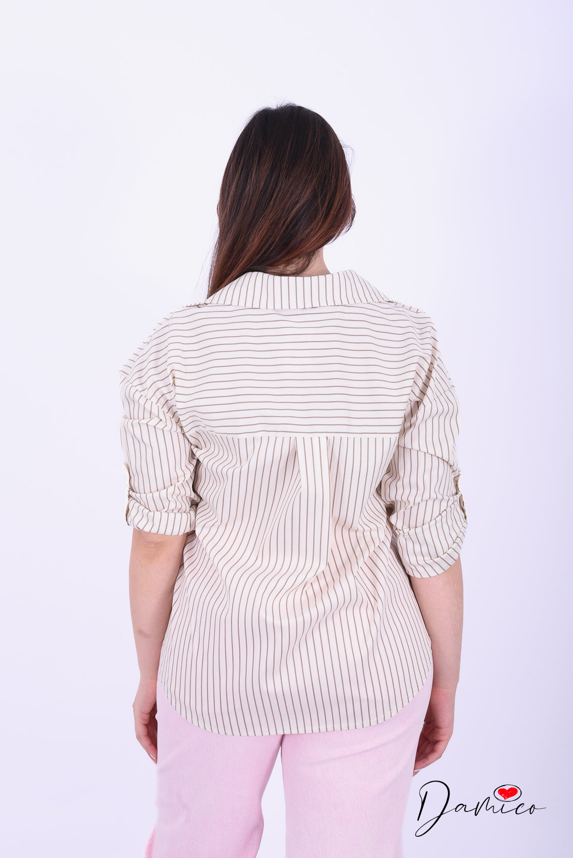 Camicia a righe con stampa cucita