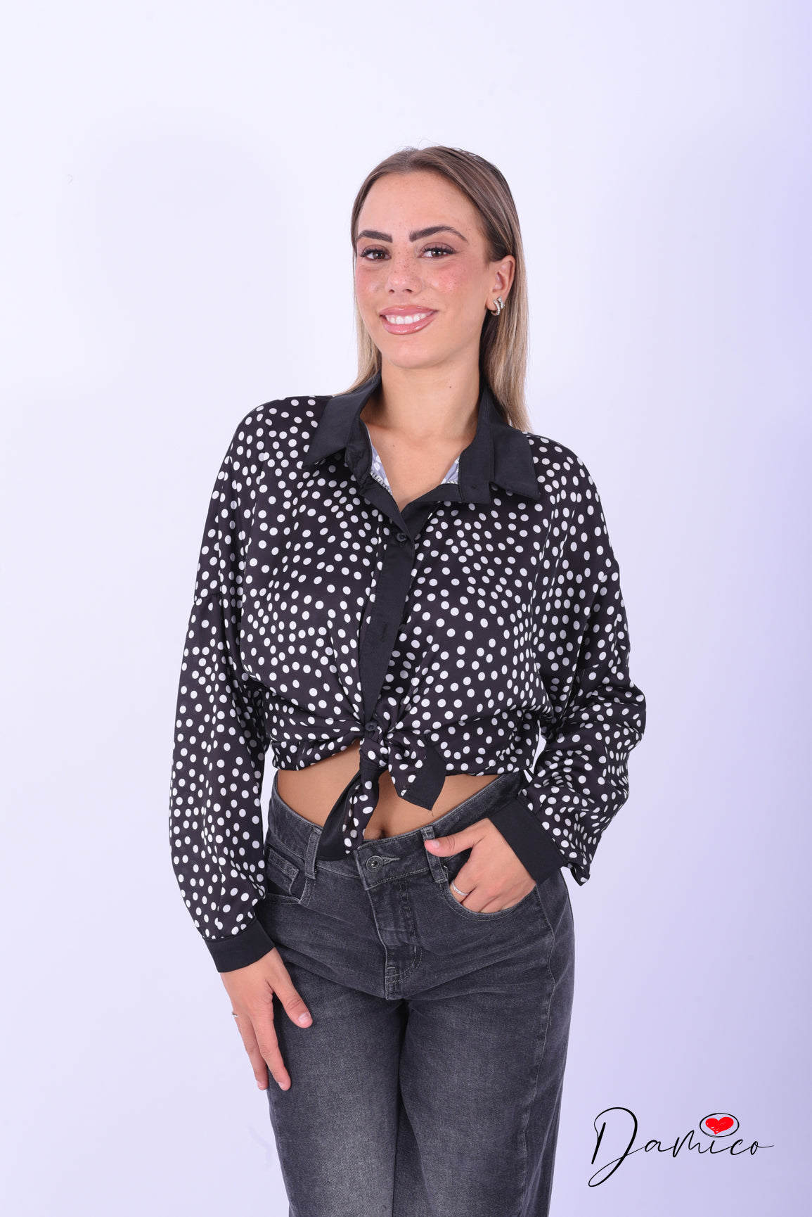 Camicia satin pois