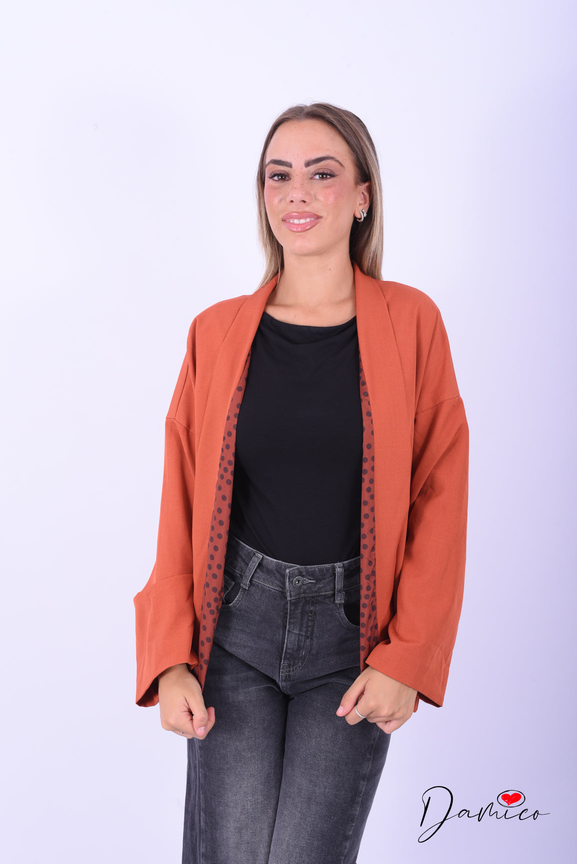 Cardigan aperto fodera pois