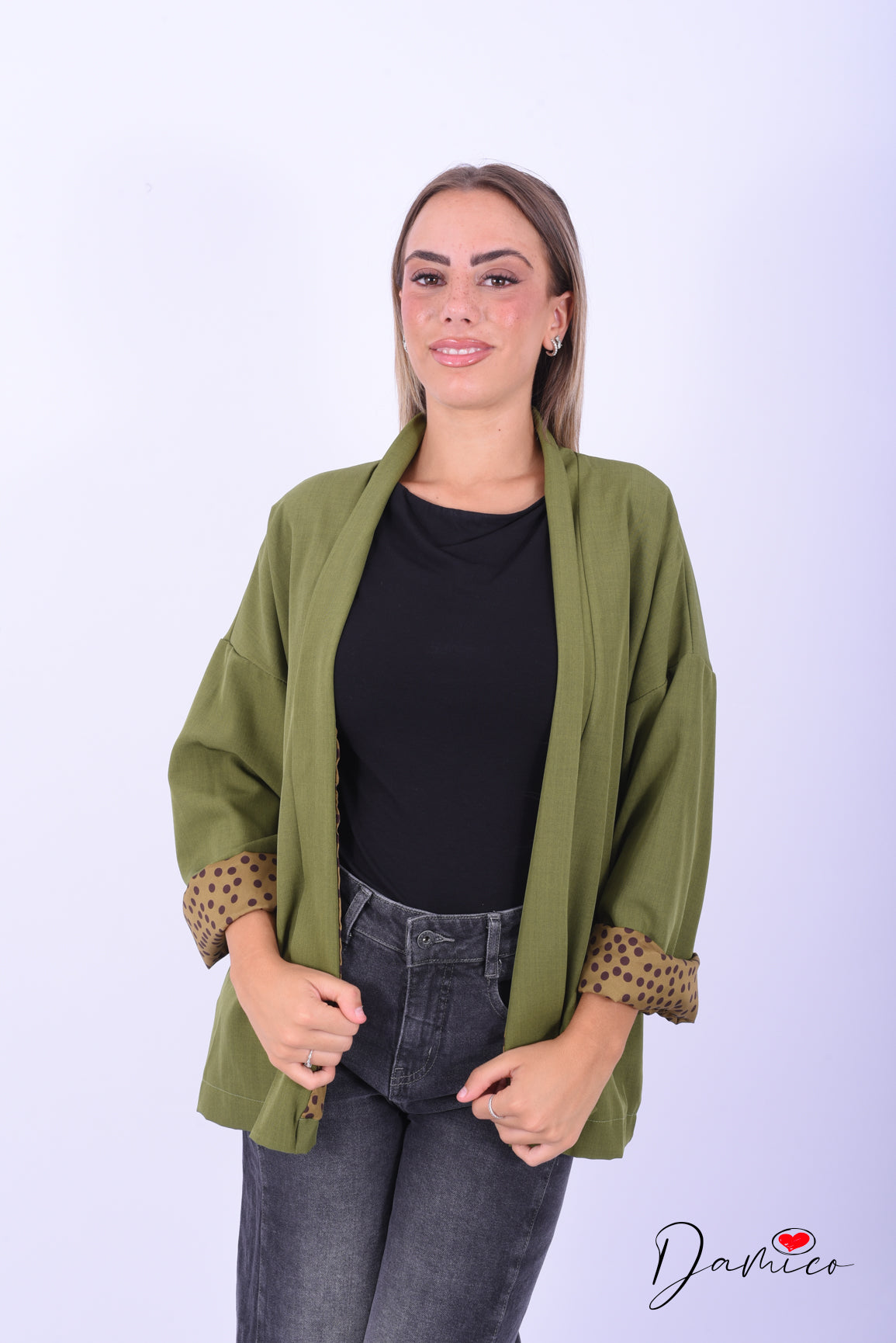 Cardigan aperto fodera pois