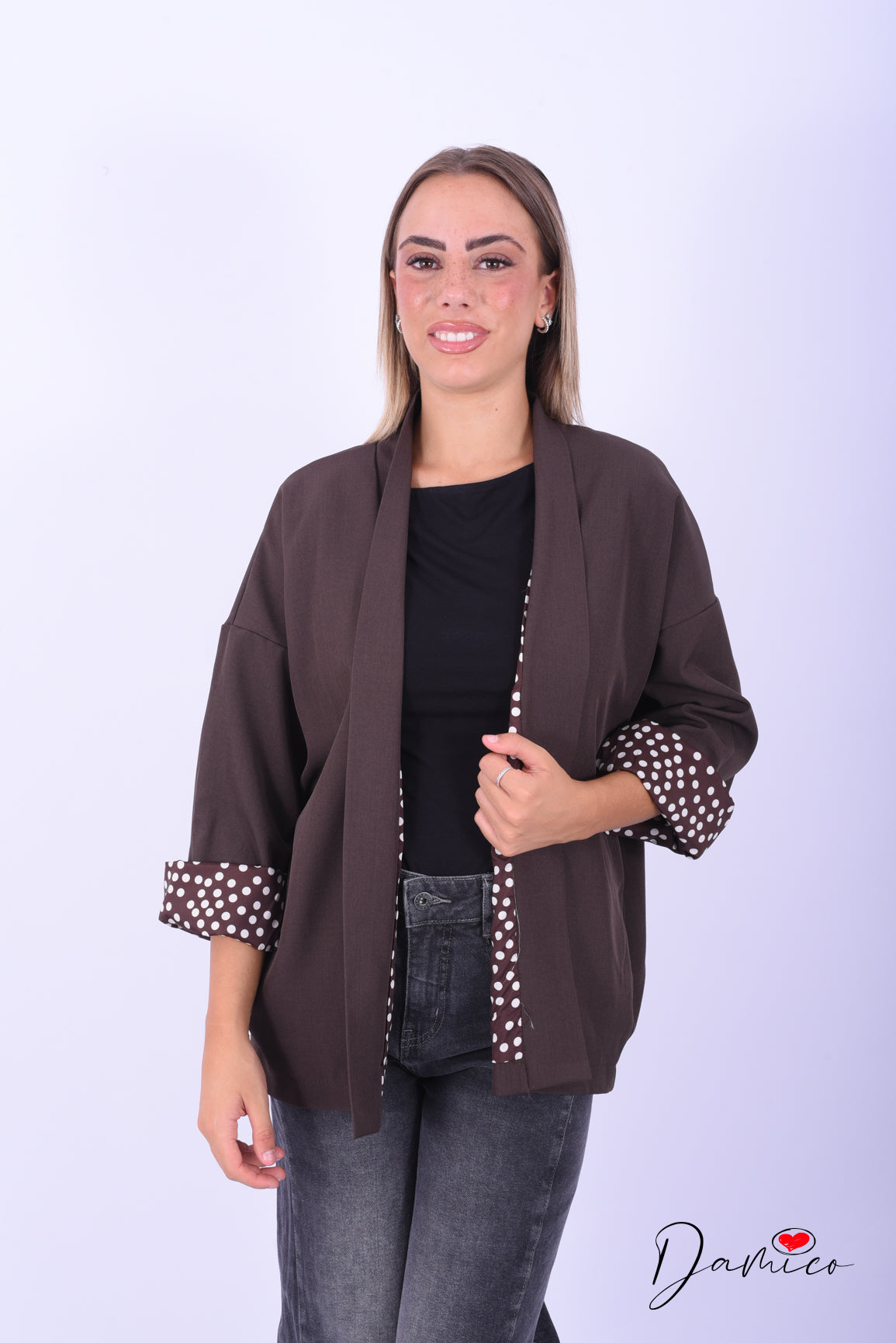 Cardigan aperto fodera pois