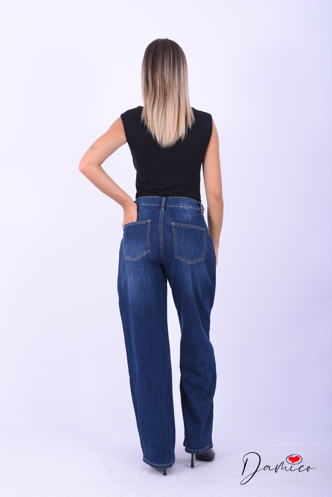 Jeans barrel pinces laterale