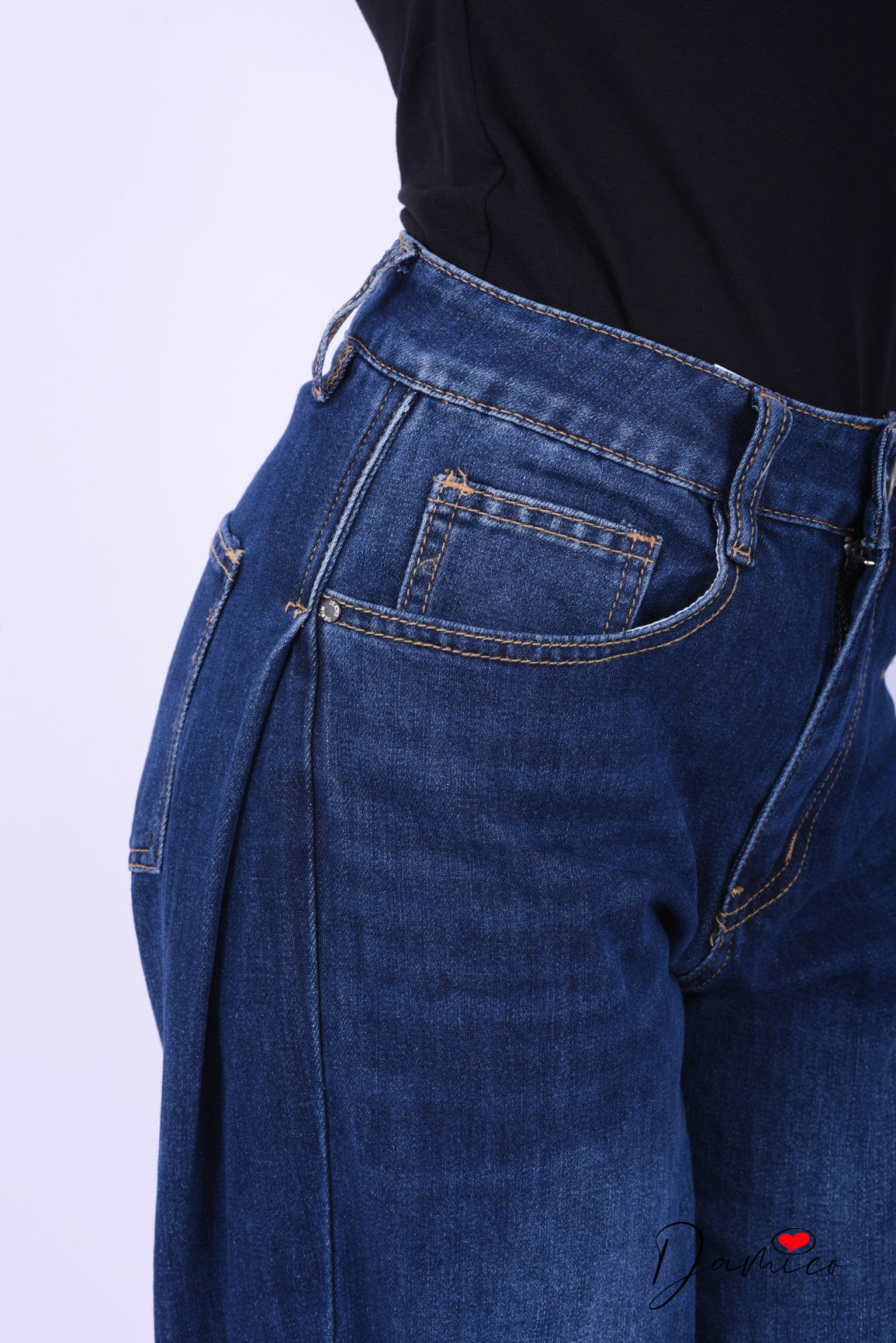 Jeans barrel pinces laterale