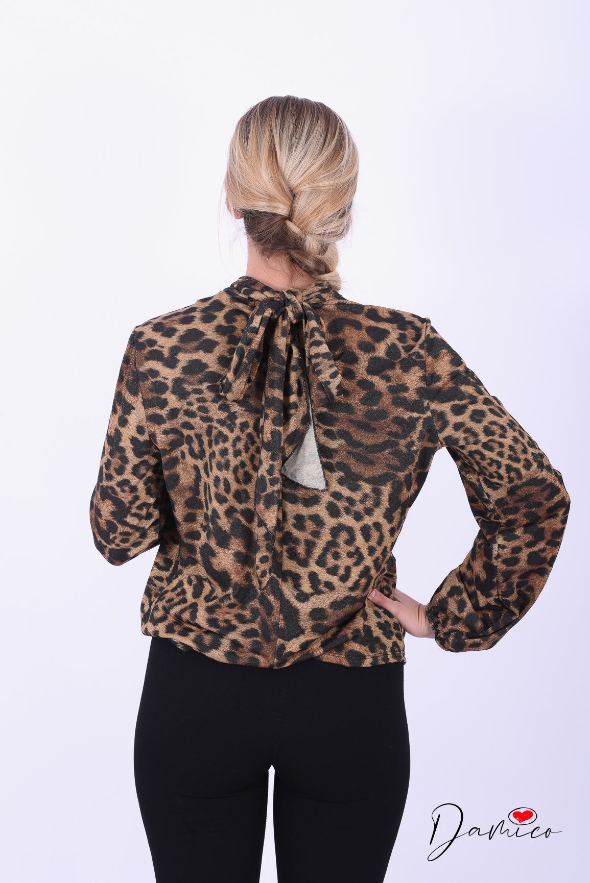 Blusa lamè leopardata
