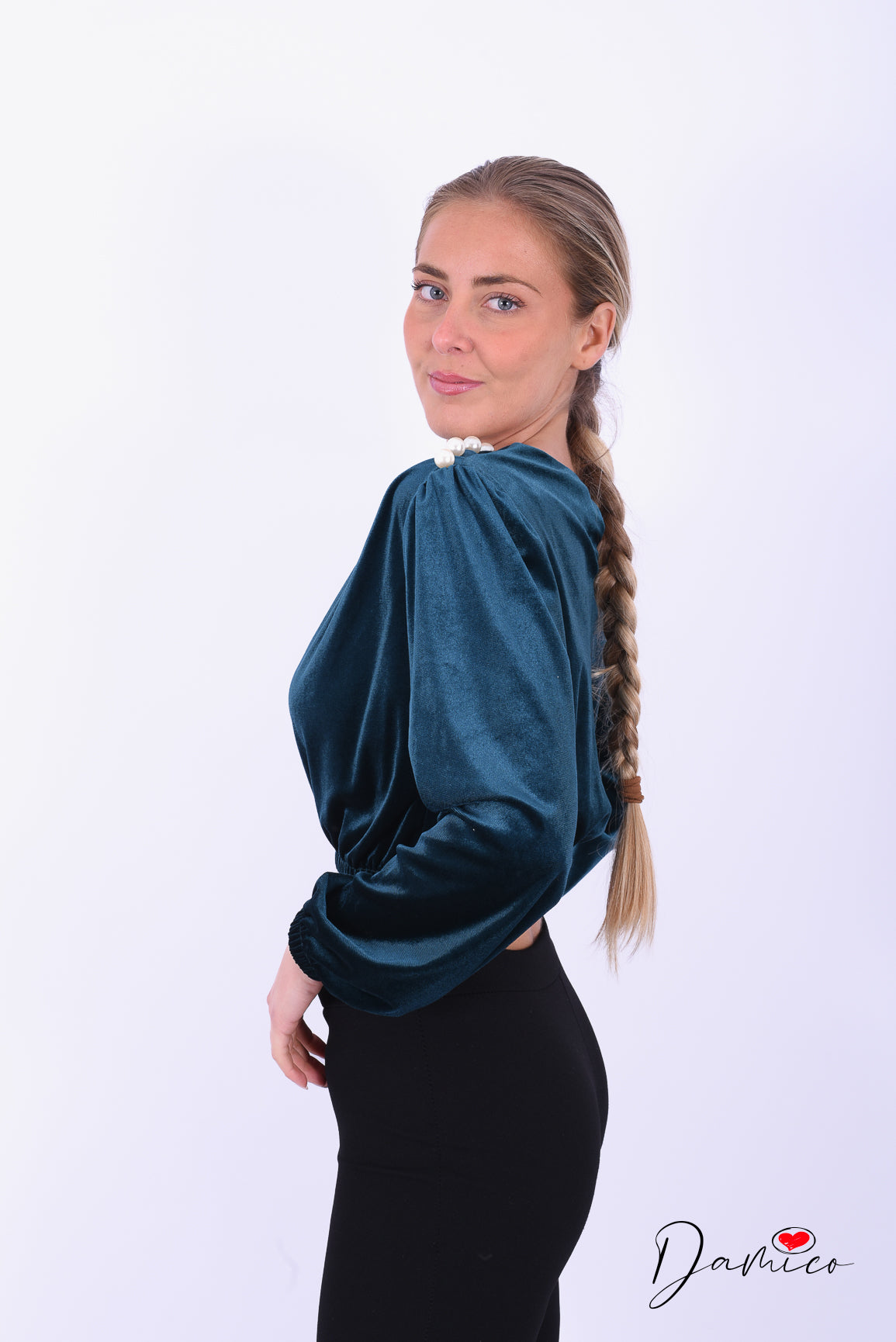 Maglia vellutata perle