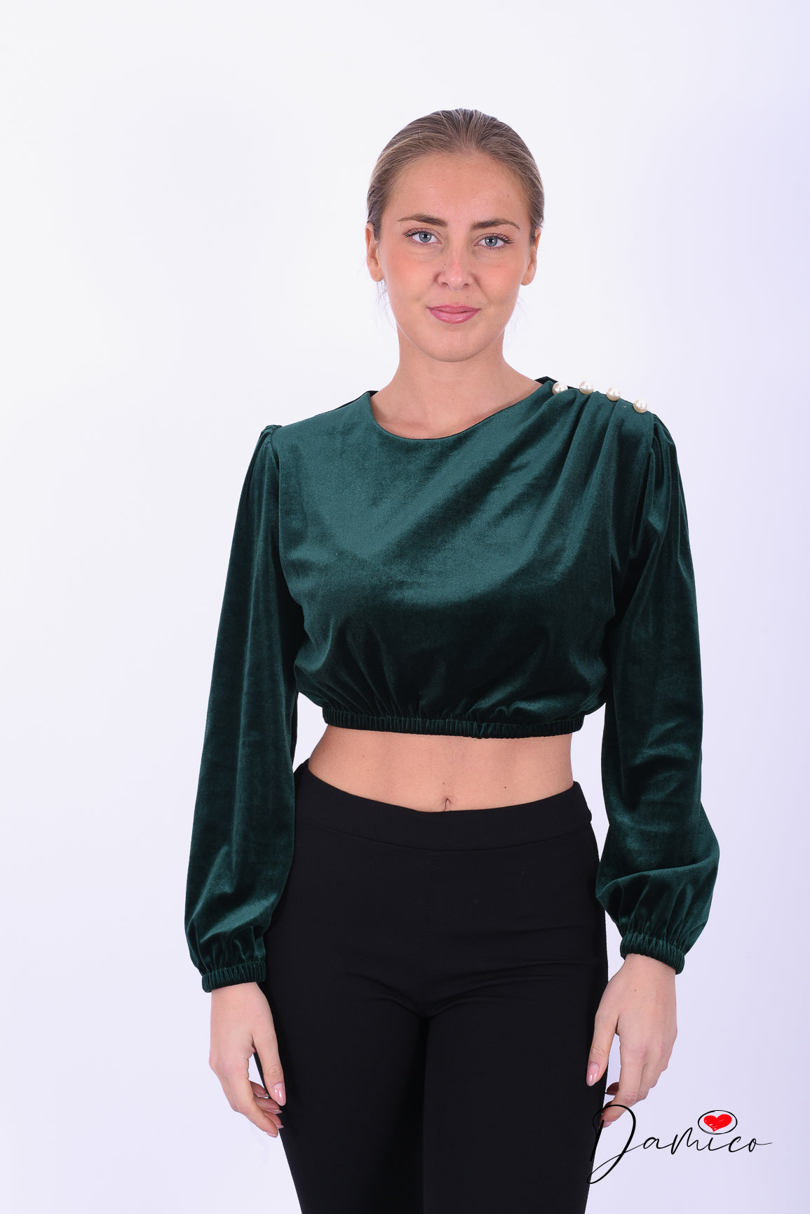 Maglia vellutata perle