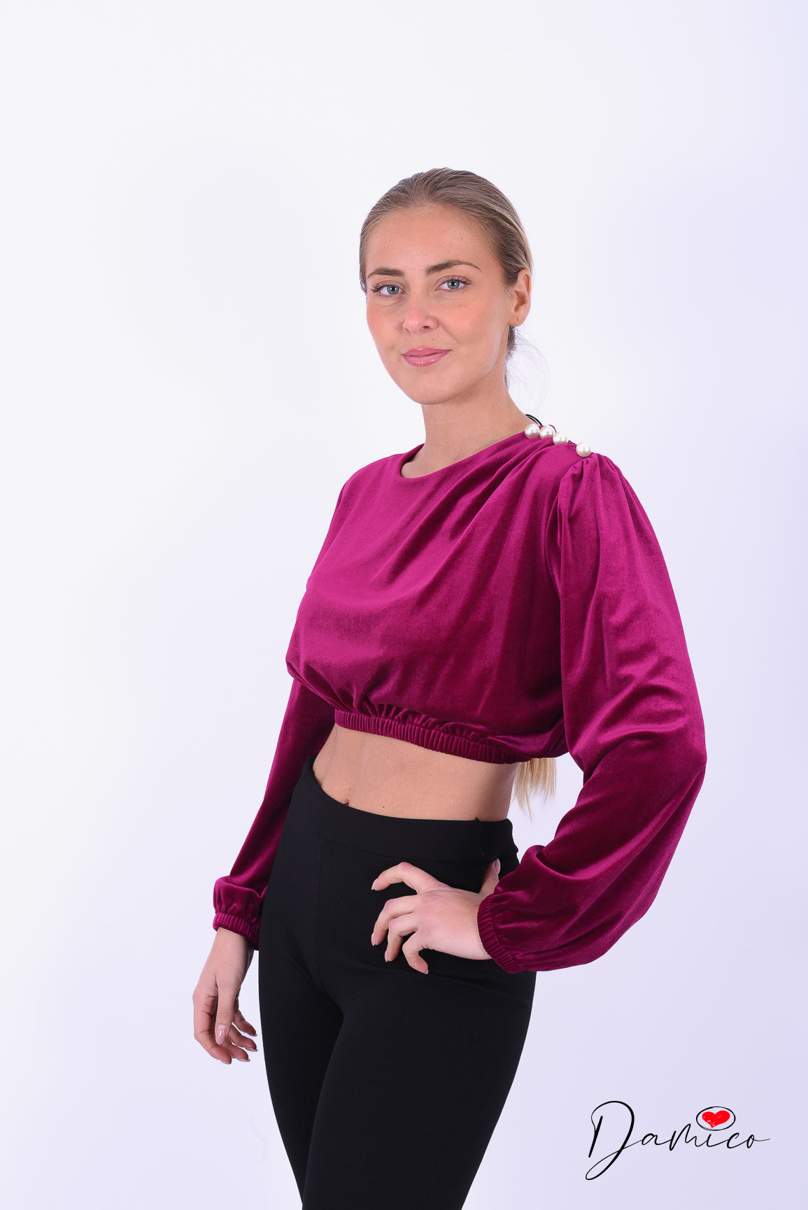 Maglia vellutata perle