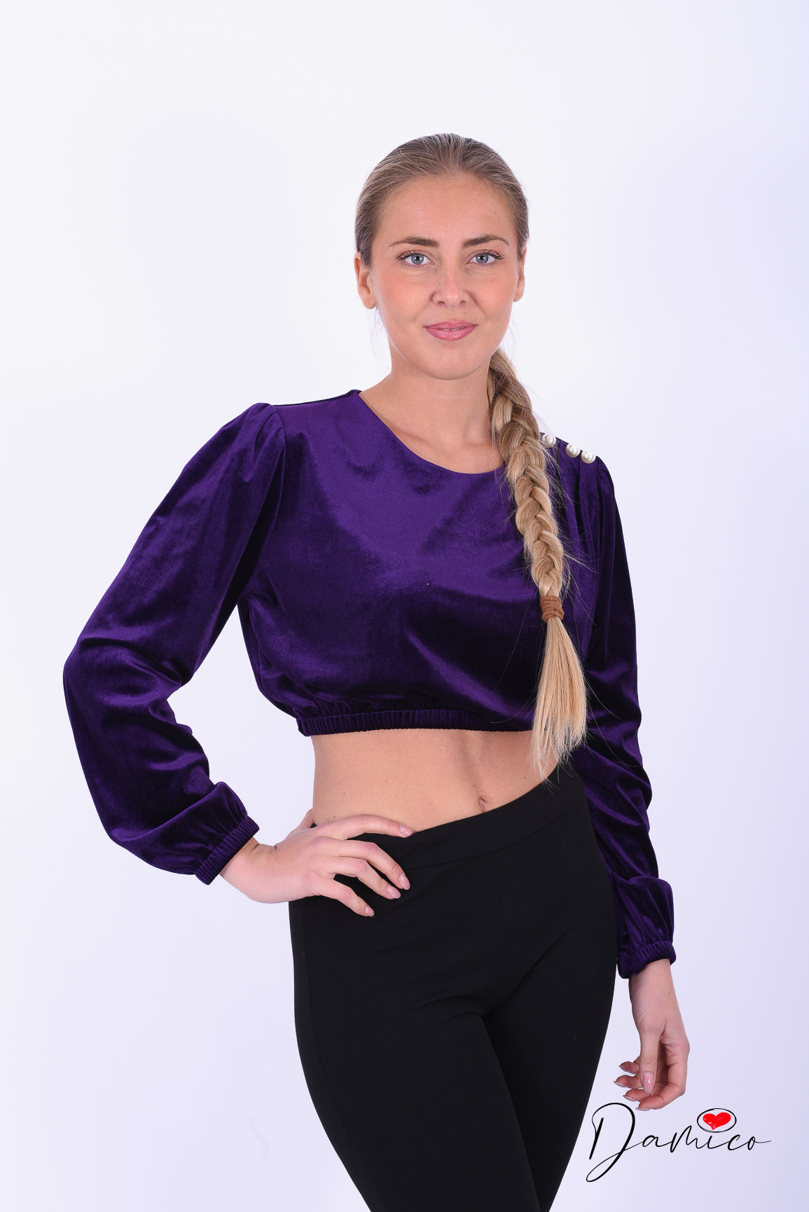 Maglia vellutata perle