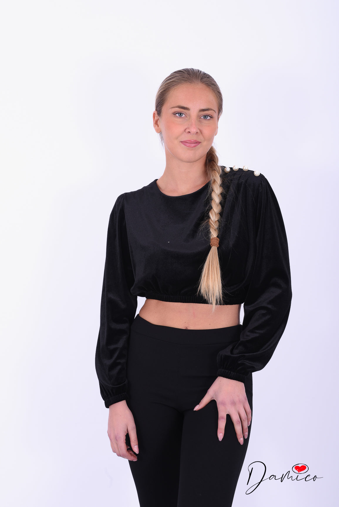 Maglia vellutata perle