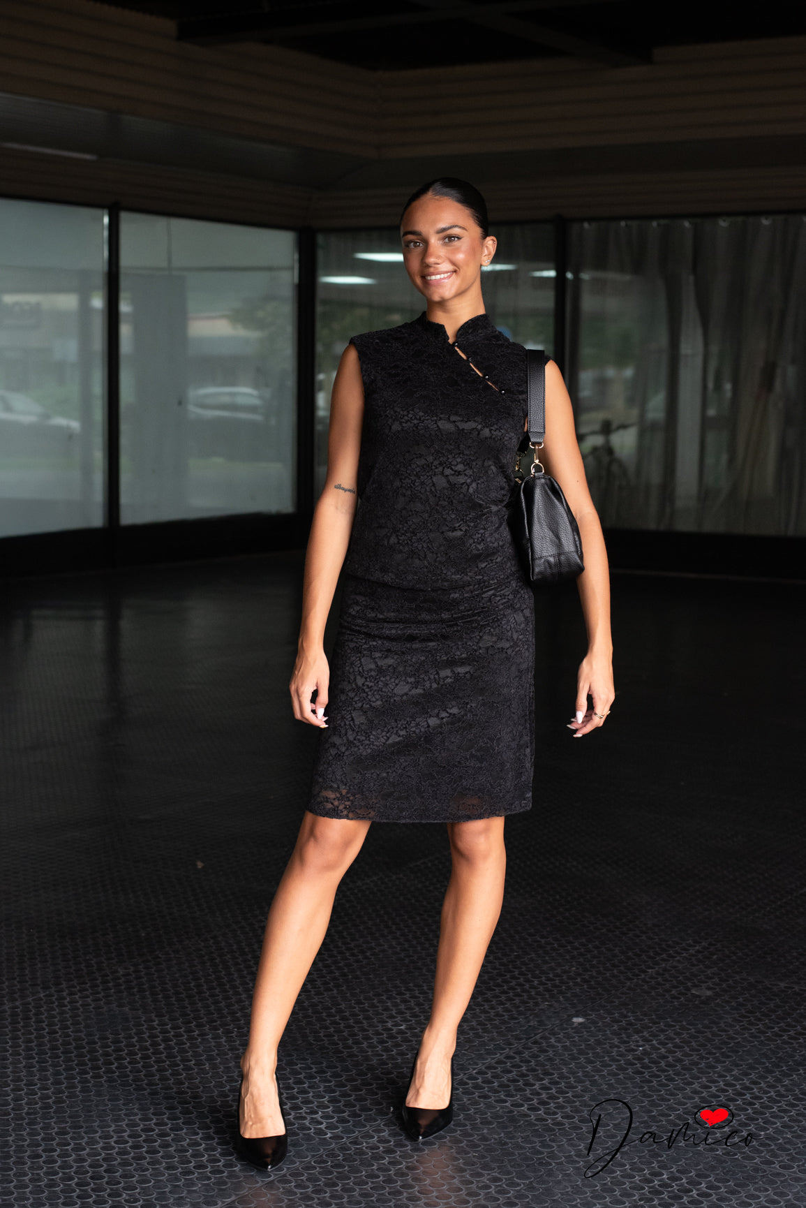 Canotta guipure stile Qipao