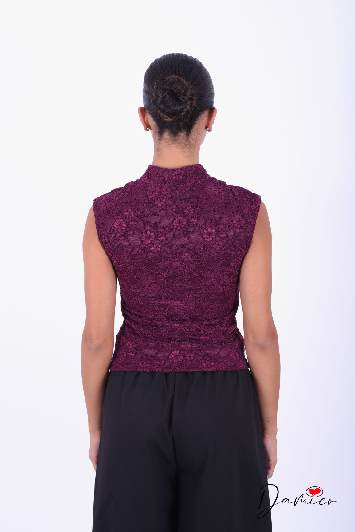 Canotta guipure stile Qipao