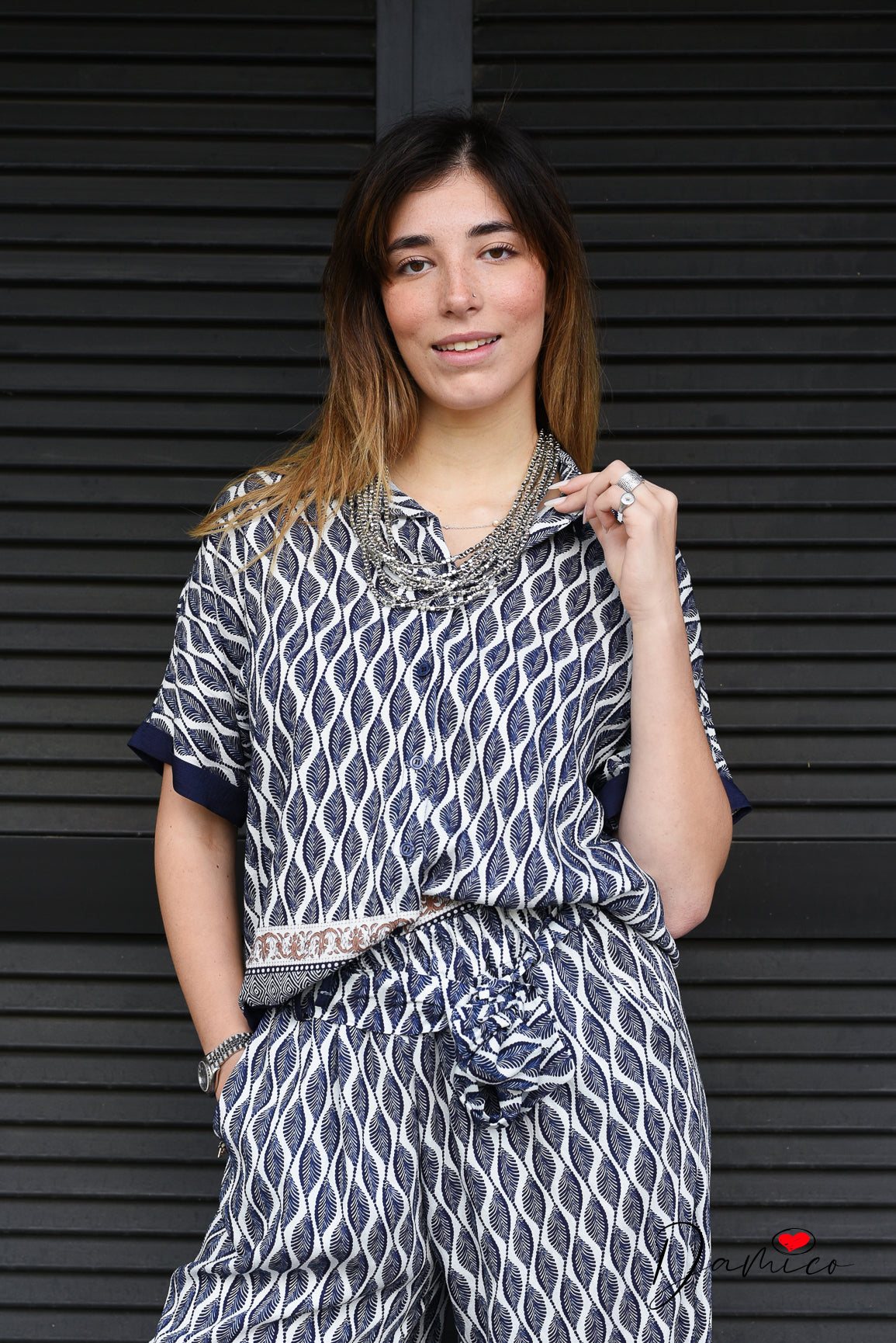 Camicia regolabile etnic leaf