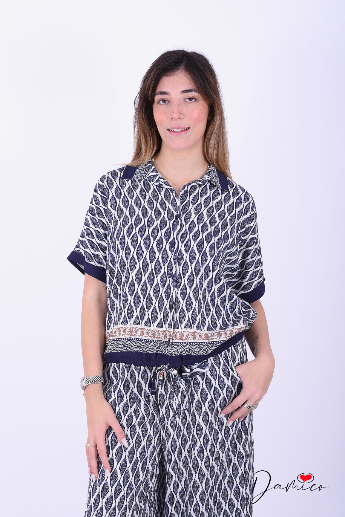 Camicia regolabile etnic leaf