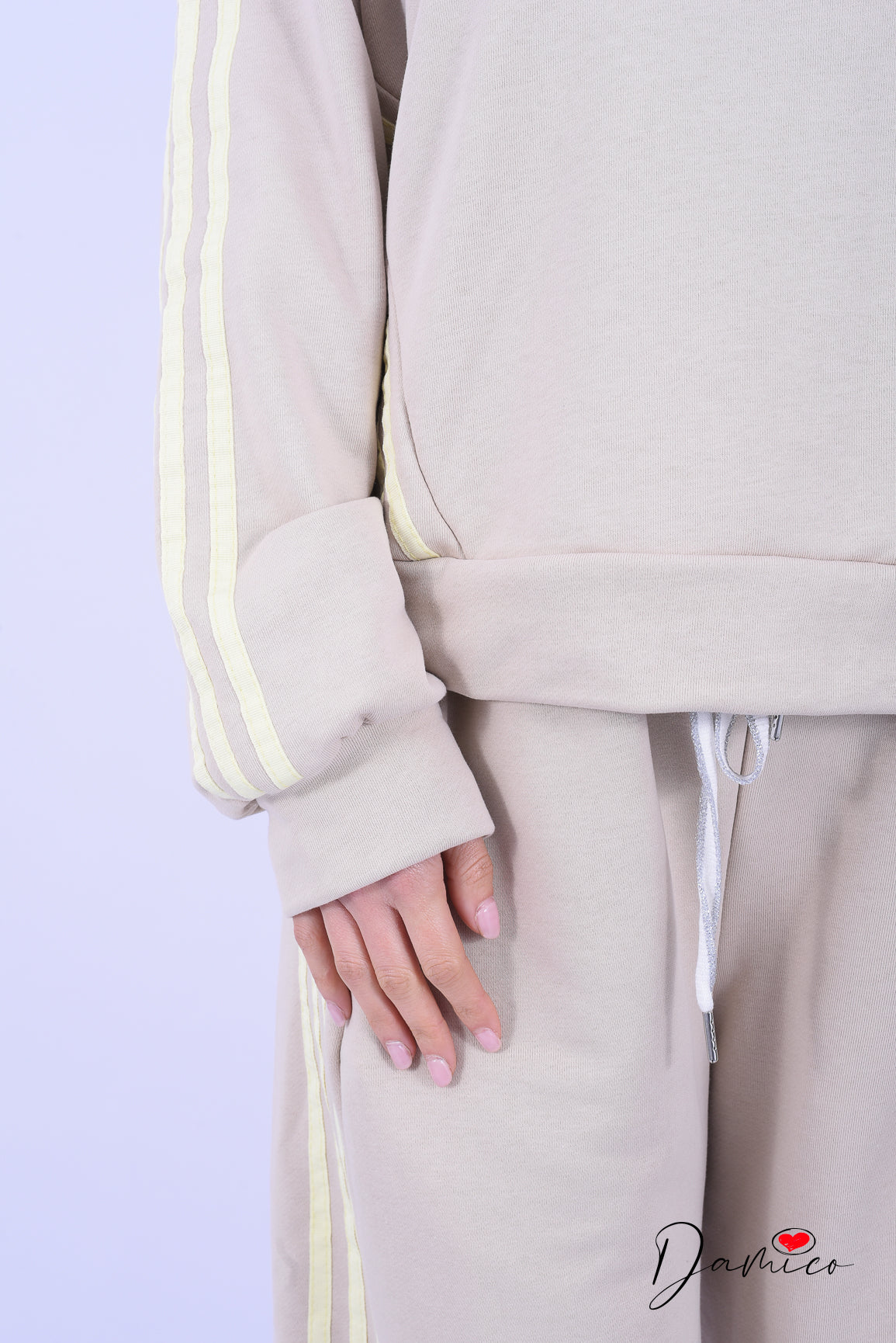 Felpa girocollo bande tuta