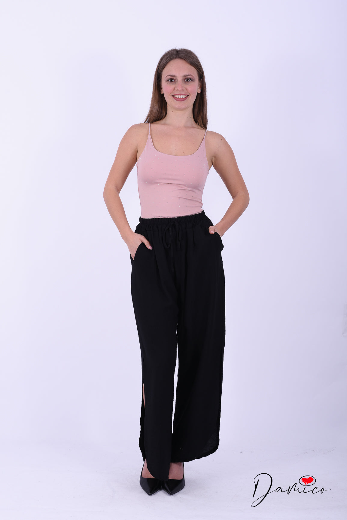 Pantaloni morbidi spacchetti laterali