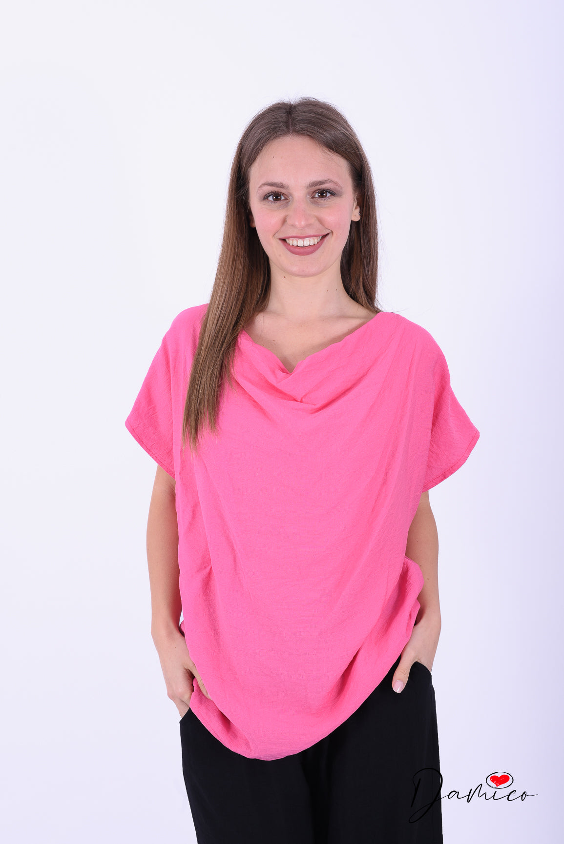 Blusa mc scollo a cascata