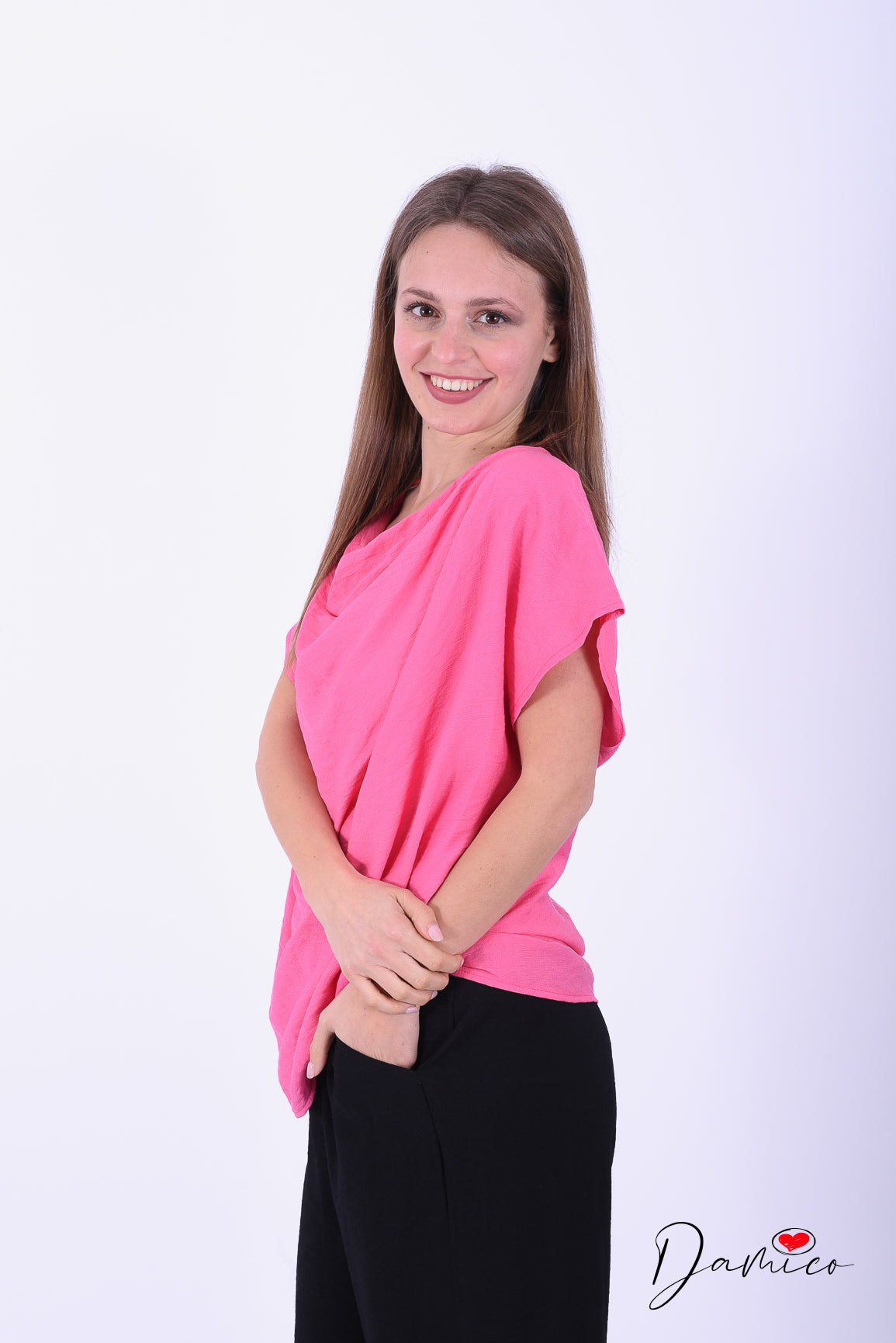 Blusa mc scollo a cascata
